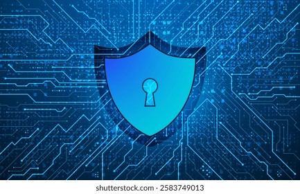 Cyber security technology concept , Shield With Keyhole icon , personal data , vector illustration.	
