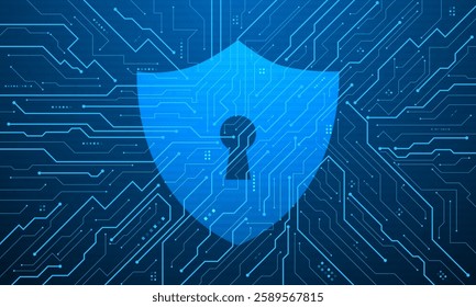 Cyber security technology concept , Shield With Keyhole icon , personal data , vector illustration.	
