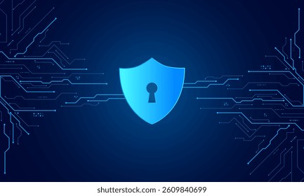 Cyber security technology concept , Shield With Keyhole icon , personal data , vector illustration.	
