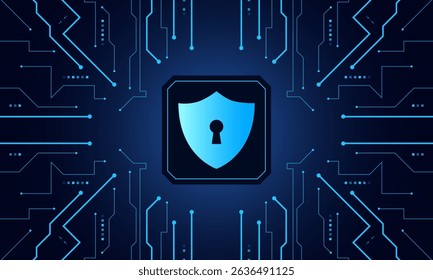 Cyber security technology concept , Shield With Keyhole icon , personal data , vector illustration.	
