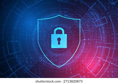 Cyber security technology concept , Shield With Keyhole icon , personal data , vector illustration.	
