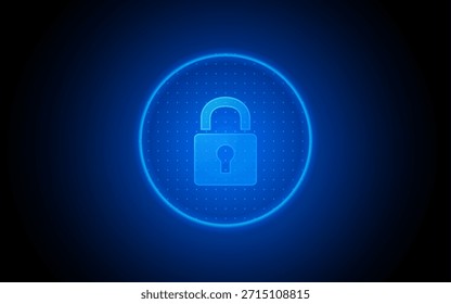 Concepto de tecnología de seguridad cibernética, escudo con el icono de Keyhole, datos personales, Ilustración vectorial.	
