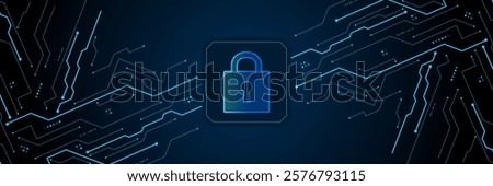 Cyber security technology concept , Shield With Keyhole icon , personal data , vector illustration.	
