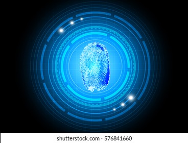 Cyber security technology with finger print, system security concept, vector illustration