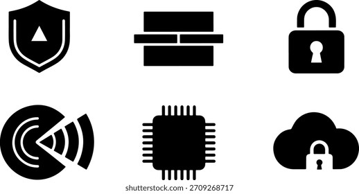 Iconos de seguridad cibernética y Tecnología