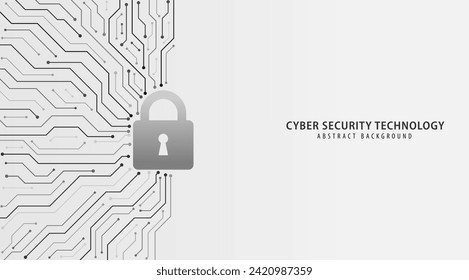 Cyber security technology on circuit board. Abstract background black and white style, Technology data protection system, Internet security and safety information personal, Vector and Illustration.