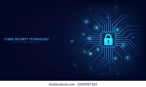 Cyber security technology on circuit board. Abstract background futuristic Hi tech style, Technology data protection system, Internet security and safety information personal, Vector and Illustration.