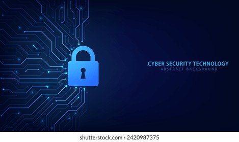 Cyber security technology on circuit board. Abstract background futuristic Hi tech style, Technology data protection system, Internet security and safety information personal, Vector and Illustration.