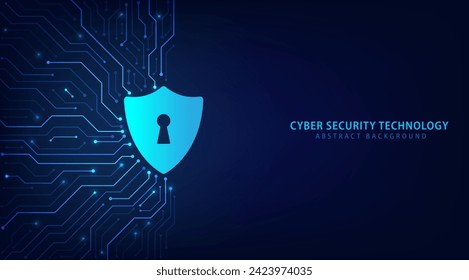 Cyber security technology on circuit board. Abstract background futuristic Hi tech style, Technology data protection system, Internet security and safety information personal, Vector and Illustration.