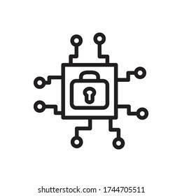 Icono de línea delgada de ciberseguridad. Vector.