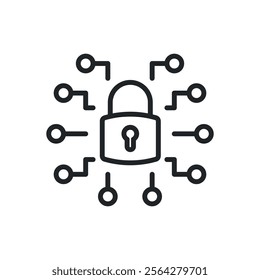 Cyber security thin line icons. Perfect pixel on transparent background