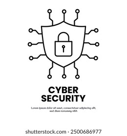 cyber security thin outline icon vector design good for web or mobile app