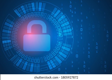 cyber security and threat technology protection by padlock abstract background. privacy protection innovation abstract.