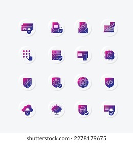 Cyber Security Threats vector gradient icons. Protecting Your Online Data and Privacy. 