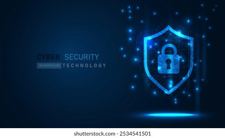 Cyber security vector background, shield lock in futuristic Concept of internet privacy and cyber protection