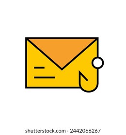 Cyber security vector icon. Fishing letter scam icon.