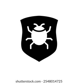 Cyber security vector icon, mobile or computer pc virus icon, cyber attack sign. Protection, malware icon, antivirus 