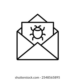 Cyber security vector icon, mobile or computer pc virus icon, cyber attack sign. Protection, malware icon, antivirus 