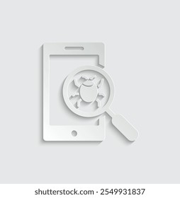 Icono de Vector de seguridad cibernética, ícono de virus de computadora o móvil, signo de ataque cibernético. Protección, icono de malware, antivirus 