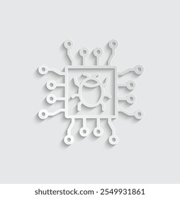 Cyber security vector icon, mobile or computer pc virus icon, cyber attack sign. Protection, malware icon, antivirus 