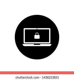 Cyber security vector icon, safe laptop symbol. Simple, flat design for web or mobile app