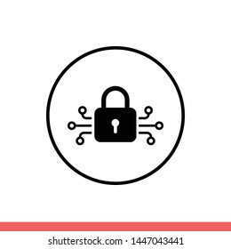 Cyber security vector icon, safe data symbol. Simple, flat design for web or mobile app