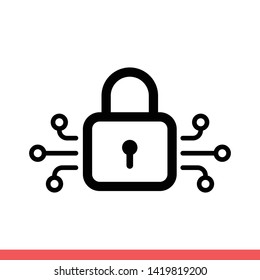 Cyber security vector icon, safety system. Simple, flat design for web or mobile app