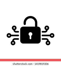 Cyber security vector icon, safety system. Simple, flat design for web or mobile app