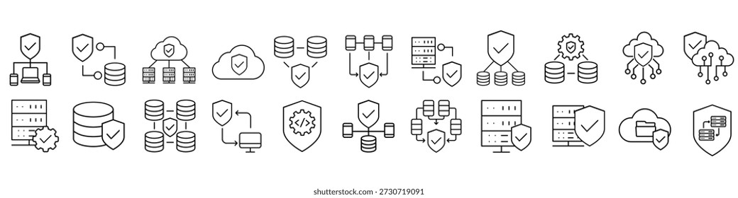 Cyber security vector icon set. Firewall illustration sign collectio. Web protection symbol. Cyber security web icons.