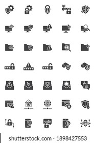 Cyber security vector icons set, modern solid symbol collection, filled style pictogram pack. Signs, logo illustration. Set includes icons as computer cyber attack, network security shield protection