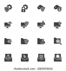 Cyber security vector icons set, modern solid symbol collection, filled style pictogram pack. Signs, logo illustration. Set includes icons as computer security, online privacy, email, cloud protection