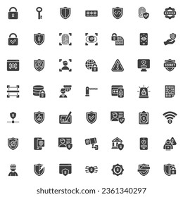 Cyber security vector icons set, modern solid symbol collection, filled style pictogram pack. Signs logo illustration. Set includes icons as Biometric Authentication, Protective Shield, Identification