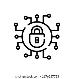 Cyber Security Vector illustration. Cloud Computing 
Line icon.