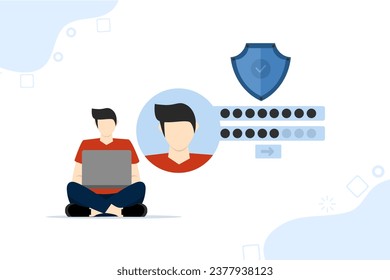 Cyber security vector illustration concept with characters. Data security, protected access control, privacy data protection. Data encryption. Cybersecurity and privacy. flat vector illustration.