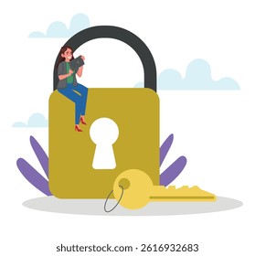 cyber security vector illustration concept characters.
