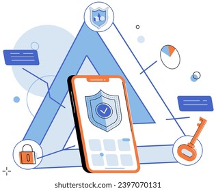 Cyber security vector illustration. Defense mechanisms safeguard sensitive information from unauthorized access Confidentiality is crucial in maintaining trust and confidence in cyber security