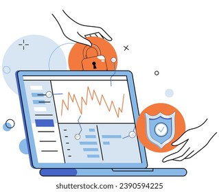 Cyber security vector illustration. Expert support is crucial in implementing robust cyber defense strategy Defense mechanisms are necessary to maintain confidentiality sensitive data Confidence