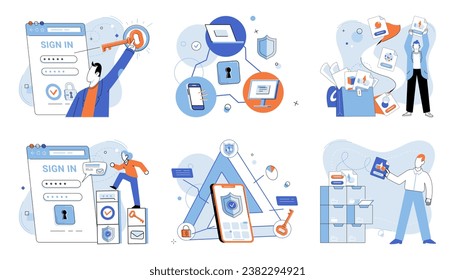 Cyber security vector illustration. A reliable cyber security system safeguards against unauthorized access Firewalls are essential software components in ensuring cyber security Tech experts play