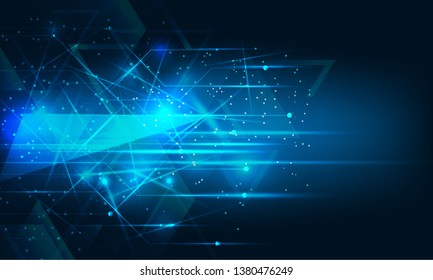 Ciberseguridad, Piñón blanco de la ilustración del vector y rueda de árbol en la tarjeta de circuitos,Tecnología abstracta futurista- en color azul fondo