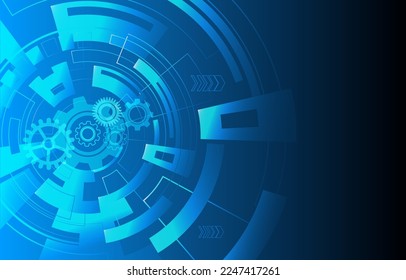 	
Cyber security, Vector illustration white gear and tree cog wheel on circuit board, Hi-tech digital technology and engineering on blue color background