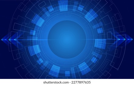 Cyber security, Vector illustration white gear and tree cog wheel on circuit board, Hi-tech digital technology and engineering on blue color background