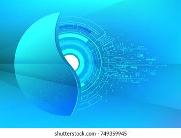 Cyber security, Vector illustration white gear and tree cog wheel on circuit board, Hi-tech digital technology and engineering, concept, Abstract futuristic