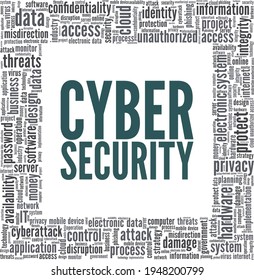 Cyber security vector illustration word cloud isolated on a white background.