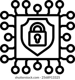 Cyber Security Vector Lineal Icon On White Background.