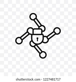 Cyber security vector linear icon isolated on transparent background, Cyber security transparency concept can be used for web and mobile