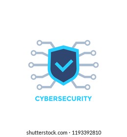 Cyber Security Vector Logo With Shield And Check Mark