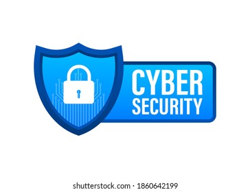 Cyber security vector logo with shield and check mark. Security shield concept. Internet security. Vector illustration.