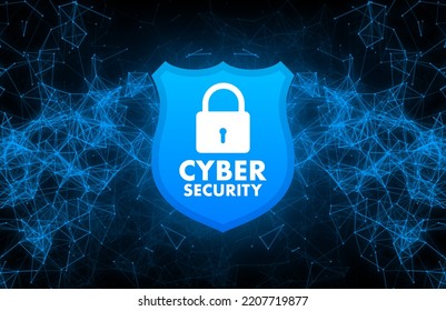 Cyber security vector logo with shield and check mark. Security shield concept. Internet security. Vector illustration.