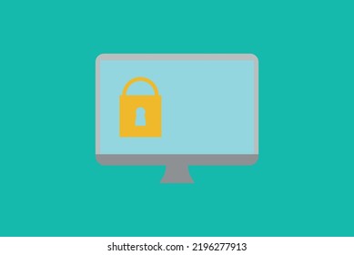 Cyber Security vector on isolated green background. 