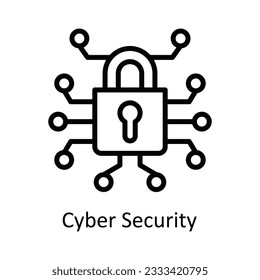 Ilustración de diseño de iconos del contorno del vector de seguridad cibernética. Símbolo de ciberseguridad sobre archivo EPS 10 en fondo blanco